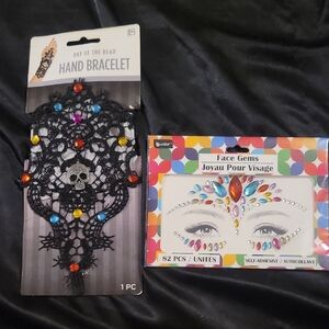 Day of the Dead Hand Bracelet and Face Gems Set